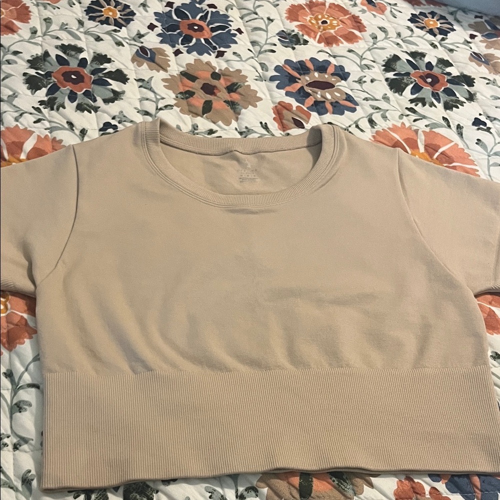 Stylish Beige Short Sleeve Crop Top